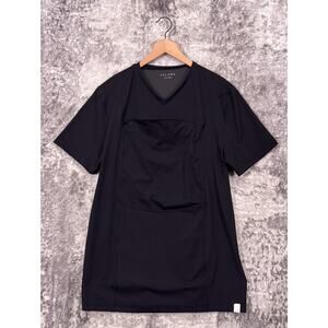 LALABU Dad Shirt XXL Mens Classic Black V Neck Short Sleeve